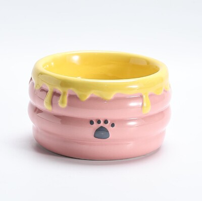 Aukštas keraminis kačių dubuo, apsaugantis nuo apvirtimo kačių maisto dubuo kaklo apsauga geriamasis dubuo Mielas naminių gyvūnėlių maisto dubuo šunų maisto dubuo naminių gyvūnėlių reikmenys