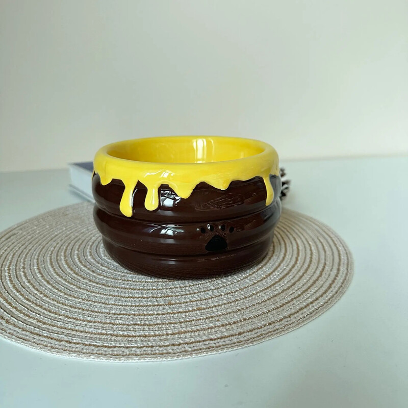 Aukštas keraminis kačių dubuo, apsaugantis nuo apvirtimo kačių maisto dubuo kaklo apsauga geriamasis dubuo Mielas naminių gyvūnėlių maisto dubuo šunų maisto dubuo naminių gyvūnėlių reikmenys