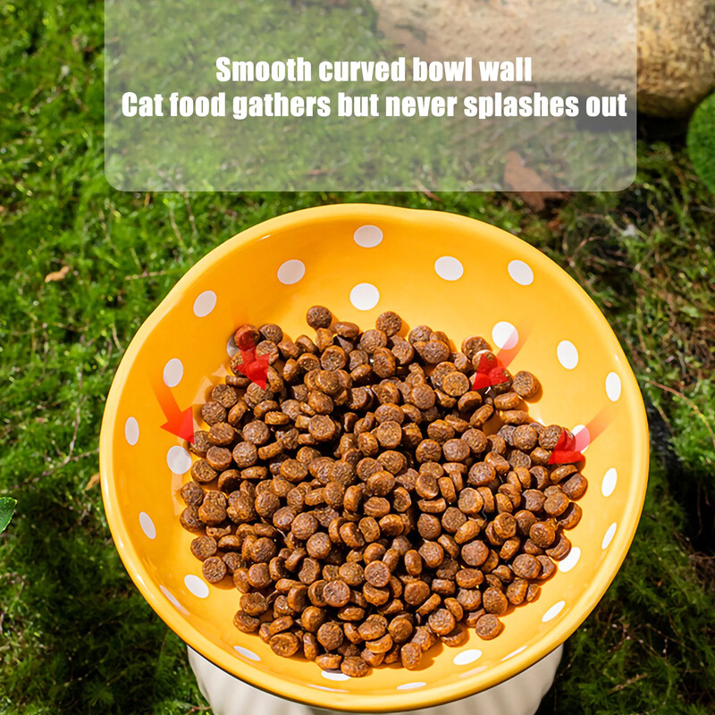 Keramikas kaķu bļoda, radoša jauka kucēnu suņu barotava mājdzīvnieku barošana un ūdens ēšanas bļoda dzeramā porcelāna mājdzīvnieku piederumi