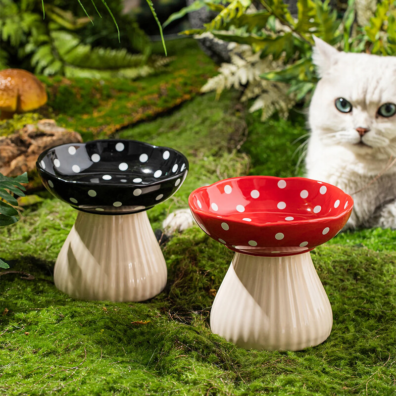 Keramikas kaķu bļoda, radoša jauka kucēnu suņu barotava mājdzīvnieku barošana un ūdens ēšanas bļoda dzeramā porcelāna mājdzīvnieku piederumi