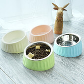 1PC bol pentru câini din oțel inoxidabil cu gura oblică pentru a preveni răsturnarea, bol pentru câini anti-alunecare, bol pentru hrănire pentru pisici