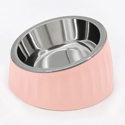 1PC bol pentru câini din oțel inoxidabil cu gura oblică pentru a preveni răsturnarea, bol pentru câini anti-alunecare, bol pentru hrănire pentru pisici