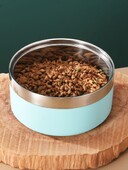 1 vnt. apvalus sutirštintas nerūdijančio plieno dubuo šuniui, stilingas vienspalvis, neslystantis dubuo katėms ir šunims, tinkamas viduje ir lauke