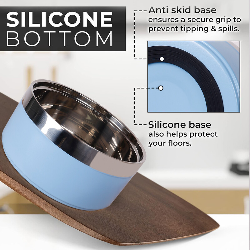 1 vnt. apvalus sutirštintas nerūdijančio plieno dubuo šuniui, stilingas vienspalvis, neslystantis dubuo katėms ir šunims, tinkamas viduje ir lauke