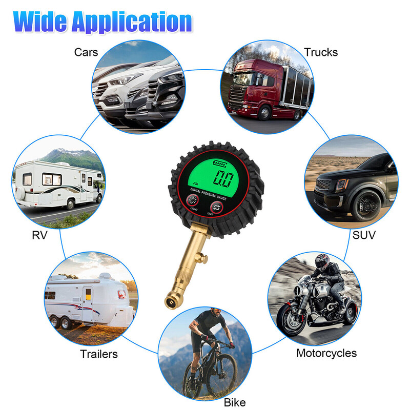 Tikslus padangų slėgio matuoklis 3-255 PSI didelio našumo lankstus spaustukas oro slėgio matuoklis Profesionalūs matuoklio priedai