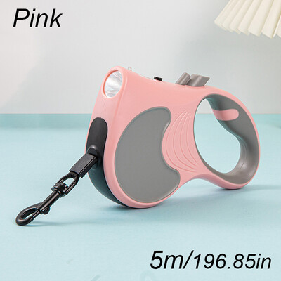 5 m automatinis ištraukiamas šunų pavadėlis LED Šviečiantys įkraunami šviečiantys dirželiai šunims Reguliuojami naminiams gyvūnėliams vaikščioti bėgimo pavadėliai