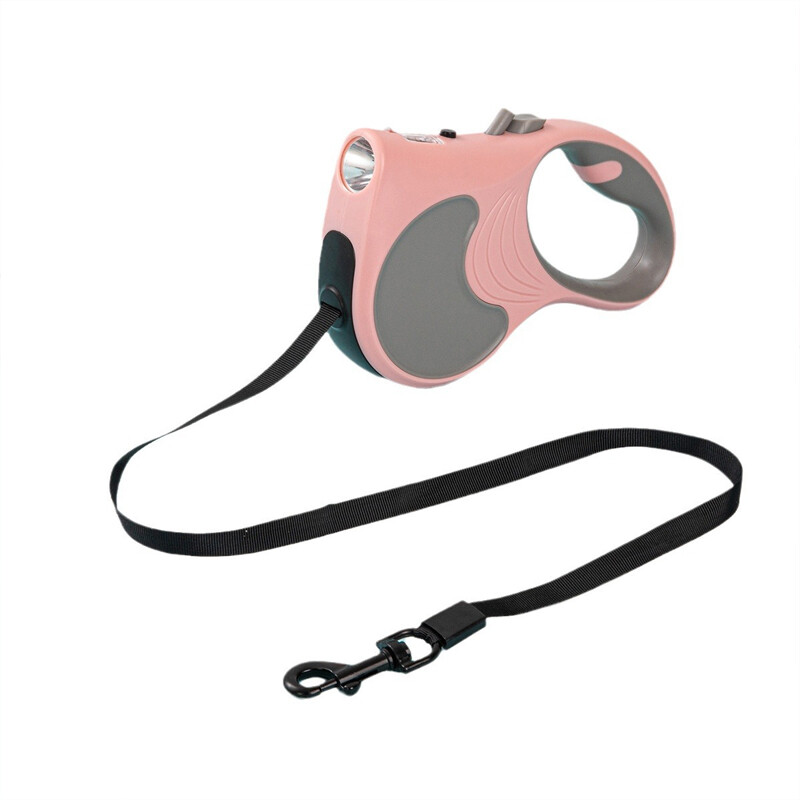 5 m automatinis ištraukiamas šunų pavadėlis LED Šviečiantys įkraunami šviečiantys dirželiai šunims Reguliuojami naminiams gyvūnėliams vaikščioti bėgimo pavadėliai