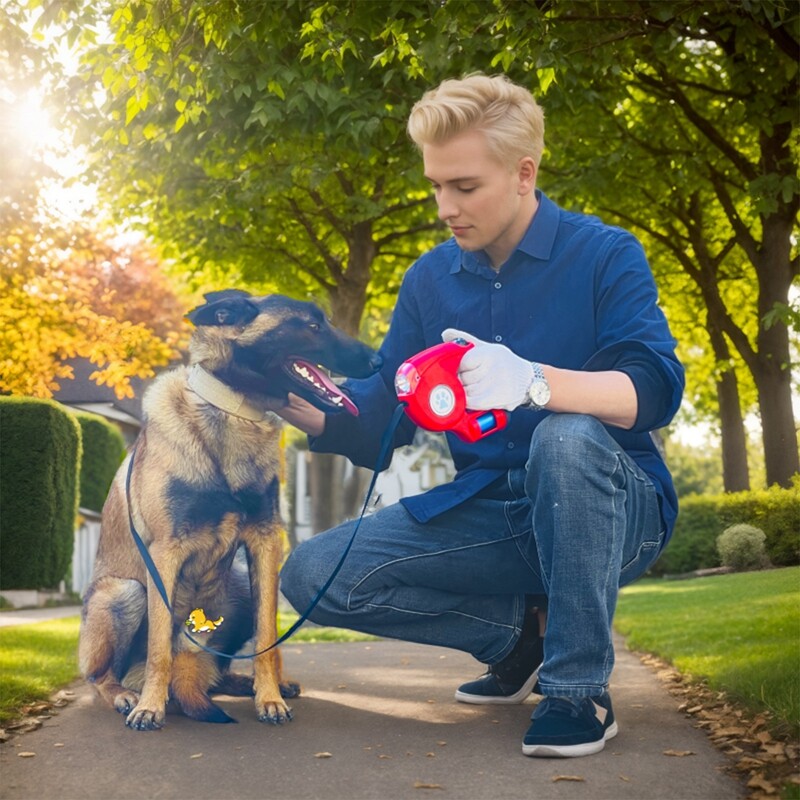 Vodítko pre domáce zvieratá 4,5 m multifunkčné LED svietidlo, výsuvné, zaťahovacie, vodítko pre psov, potreby na chôdzu pre zvieratá