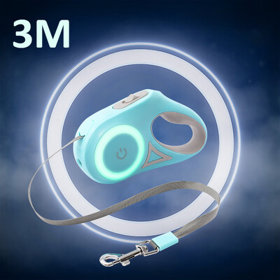 3/5M automatinis šunų pavadėlis, ištraukiamas LED šviečiančios mados šviesos dirželiai šunų šuniuko augintiniui Flexi vaikščiojimo bėgimui