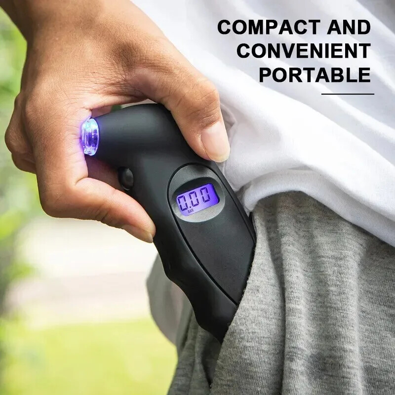 Naujas padangų slėgio matuoklio foninis apšvietimas Skaitmeninis padangų slėgio stebėjimas automobilio padangų oro slėgio matuoklio LCD ekranas