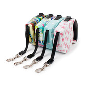 Ištraukiamas pavadėlis šuniui, spausdinamas gėlių pavadėlis šuniui, mažas, vidutinis, didelis augintinis, katė iki 30 kg, 5 m