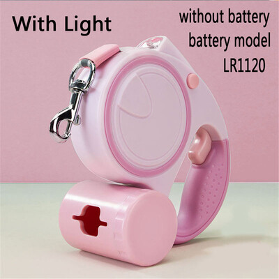 Pavadėlis šuniui su LED lemputėmis ir šiukšlių maišu ištraukiamas nailono 5M traukos lyno diržas, patvarus bėgimo bėgimas, automatinis prailginamas šunų pavadėlis