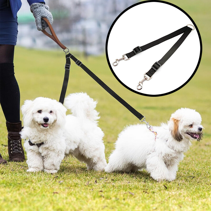 Nailono pavadėlis naminiams gyvūnėliams Spalvingas traukimo lynas, nuimamas vienas dviems naminių šunų traukimo pavadėlis Nailono dvigubo pavadėlio komplektas 2 šunims