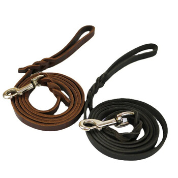 Γνήσιο δέρμα Dog Leash Dogs Long Leashes Braided Pet Walking Training Leads Καφέ Μαύρα Χρώματα για Μεσαία Μεγάλα Κατοικίδια