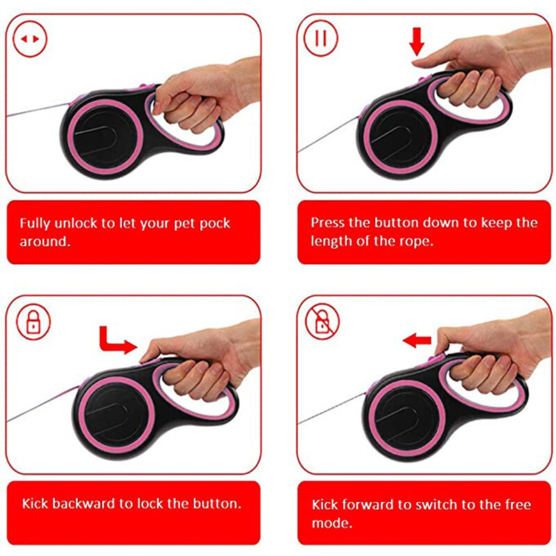 3/5/8M naminių šunų ilginamasis pavadėlis Patvarus nailoninis automatinis ištraukiamas šunų pavadėlio pavadėlis, skirtas mažo vidutinio dydžio šunų vedžiojimo reikmenims