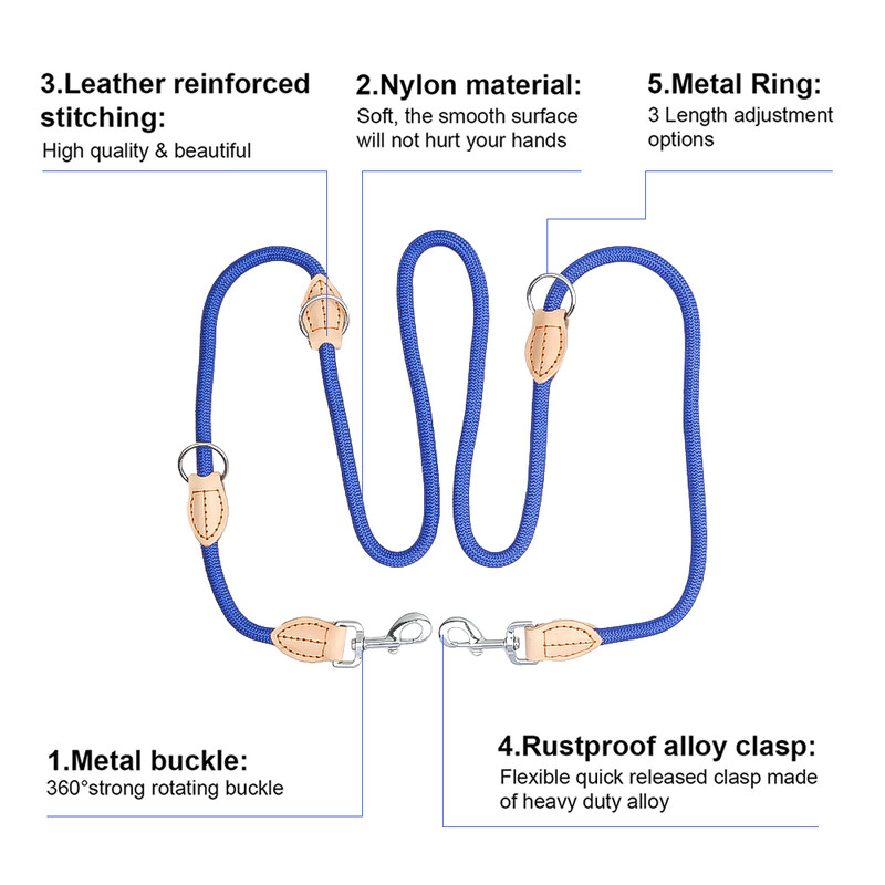 Vodítko pre psov novej generácie, nastaviteľné a luxusné nylonové vodítko pre veľké psy, univerzálne