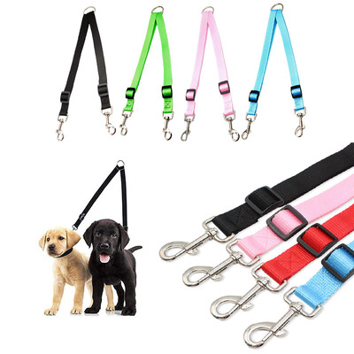 Double Twin Dual Coupler kutyapóráz Kettő az egyben Erős nylon V alakú Állítható Póráz Kutya Színes Kétféle 2 Kutya Pór