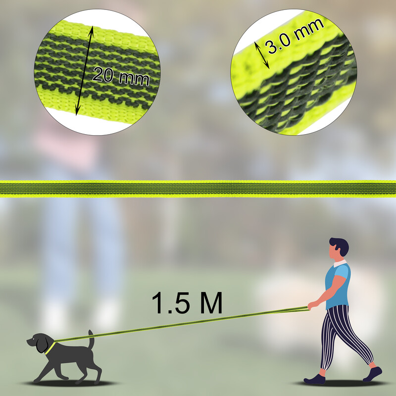 1,5 M/5 M/3M/15 M Vidēji maza, gara suņa pavada, lateksa zīda ērta un ērta apmācība, liela, divu krāsu WALK THE suņa pavada 10 metri