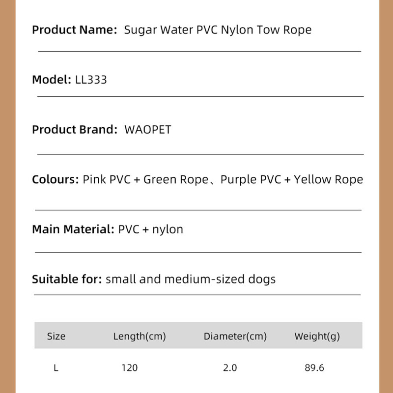 Suņu siksna Pet Summer Favor PVC siksna un neilona modes virve maziem un vidējiem suņiem pastaigu skriešanai Roku austa josta Jauna