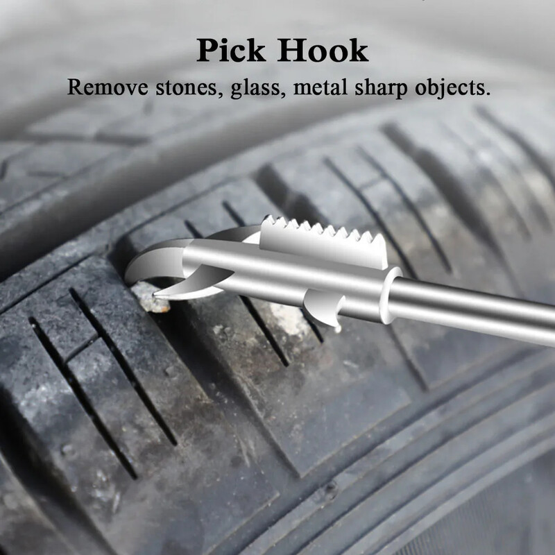 Automobilių padangų remonto valymo kablio atsuktuvo priedas Automobilių padangų akmens valiklis Akmenų valiklis Padangų valymo įrankis Padangų taisymo įrankiai ﻿