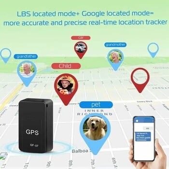 Мини магнитен GF-07 GPS CarTracker Проследяване в реално време Anti Mount SIM Message Pozitioner Локатор за превозни средства в реално време Проследяване на домашни любимци