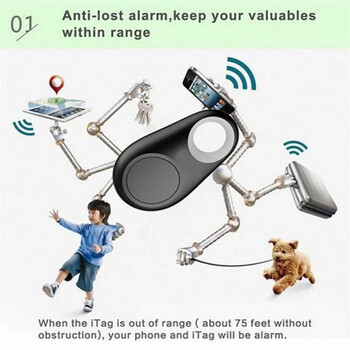 Mini GPS Mobile Bluetooth 5.0 Tracker Anti-Lost Device Кръгло устройство против изгубване Pet Kids Bag Wallet Tracking Smart Finder Locator