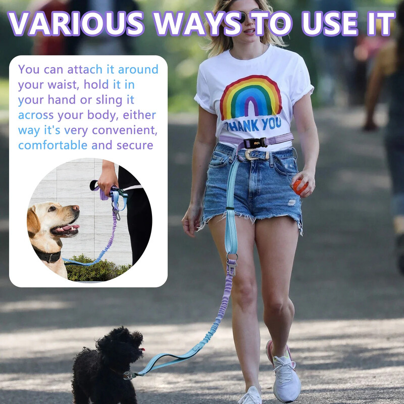 Šuns pavadėlis, šviesą atspindintis, reguliuojamas diržas, nešiojamas bėgimas, patogus vaikščioti naminių gyvūnėlių šuns krūtinės dirželis, traukiamasis lynas šuns pavadėlis