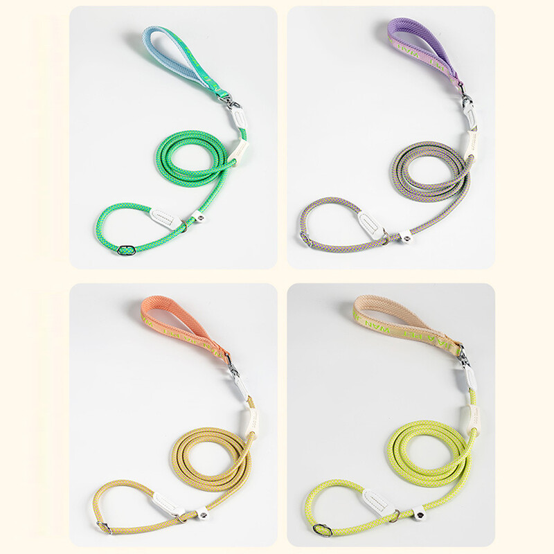 Guleră ajustabilă pentru câini Lesă din nailon cu plumb pentru animale de companie Durabilă Antrenament câinilor Funie de sufocare Lanț în formă de P Lesă de control al plumbului