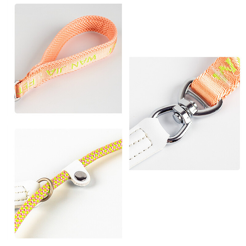 Guleră ajustabilă pentru câini Lesă din nailon cu plumb pentru animale de companie Durabilă Antrenament câinilor Funie de sufocare Lanț în formă de P Lesă de control al plumbului