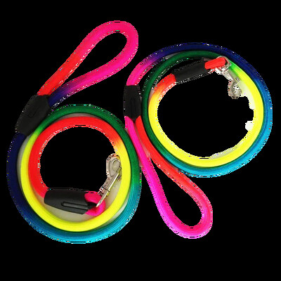 1 buc 0,8 cm/1 cm cureaua din nailon cu țesătură de culoare curcubeu, frânghie de tracțiune pentru câini de companie rotundă, antrenament, mers, frunte, lese de modă