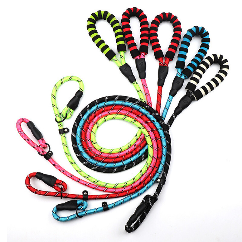 Lesă durabilă din nailon pentru câini pentru animale de companie, cățeluș, plimbări reflectorizante, lesă, alergare, curea de plumb, frânghie pentru câini mici, mijlocii mari, guler