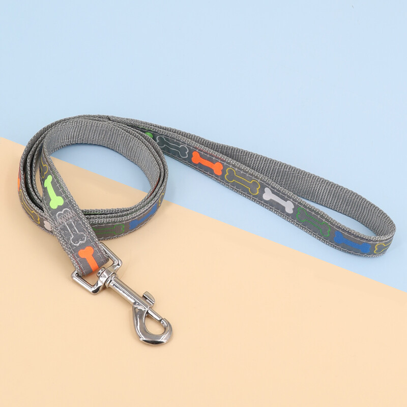 O lesă de câine cu os de desene animate pentru utilizare în aer liber