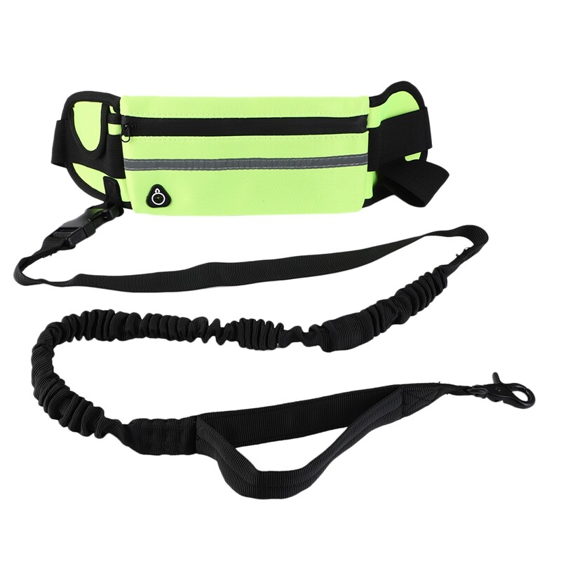 Laisvas šunų bėgiojimo pavadėlis su užtrauktuku maišeliu Bėgimo pavadėlis Daugiafunkcinis juosmens krepšys naktį matomas šviesą atspindinti šunų vedžiojimo virvė