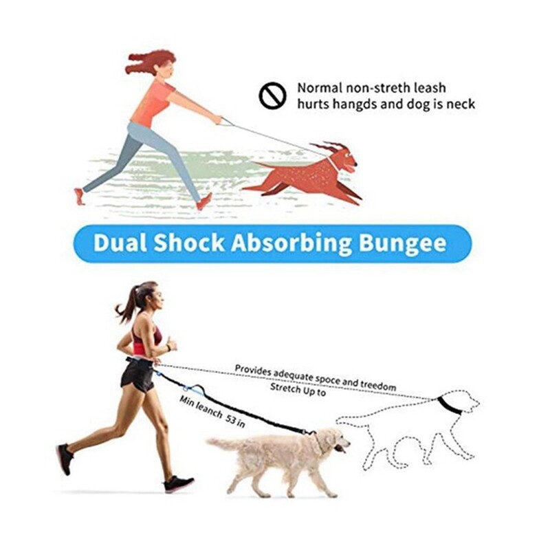 Laisvas šunų bėgiojimo pavadėlis su užtrauktuku maišeliu Bėgimo pavadėlis Daugiafunkcinis juosmens krepšys naktį matomas šviesą atspindinti šunų vedžiojimo virvė