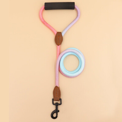 Naminių šunų pavadėlis, gradiento spalvos su patogia paminkštinta rankena, tinka mažiems ir vidutiniams šunims lauke