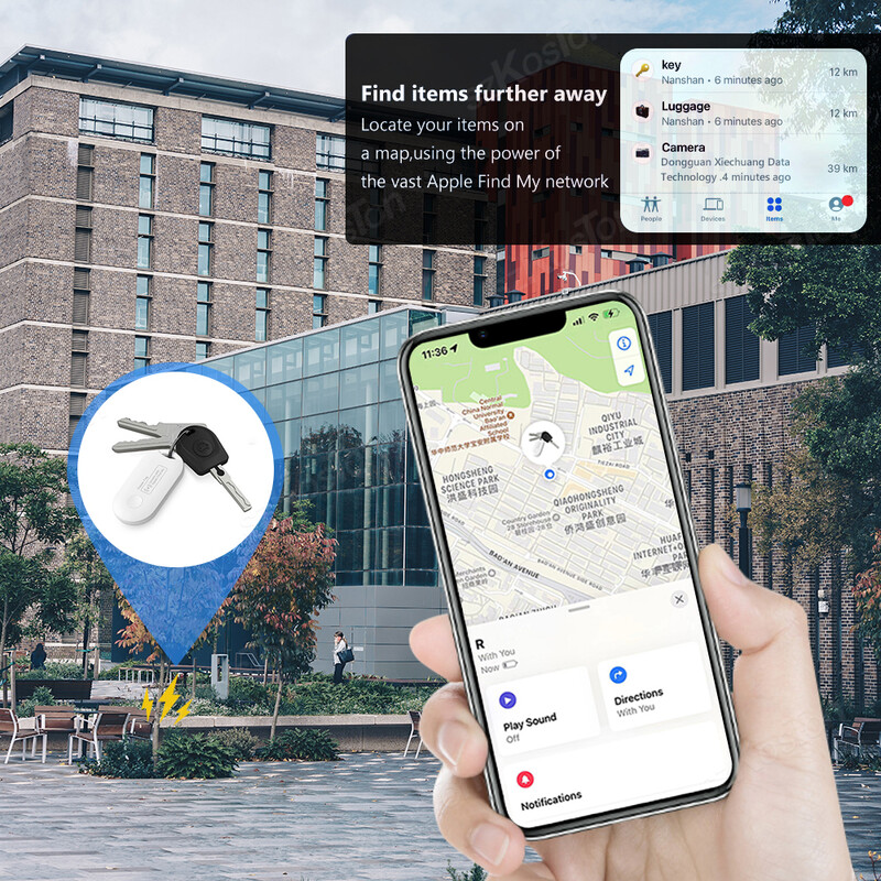 Naminių gyvūnėlių GPS sekiklis su Bluetooth suderinamas GPS lokatorius Šunų Katės Išmaniosios žymos Bagažo raktų ieškiklis Suderinamas su iOS Find My APP