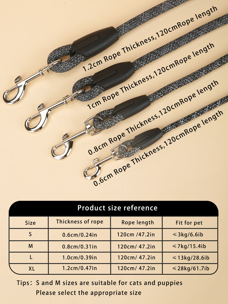 1 db kisállat finomszemcsés körkötél fekete póráz, közepes és nagy kutya póráz