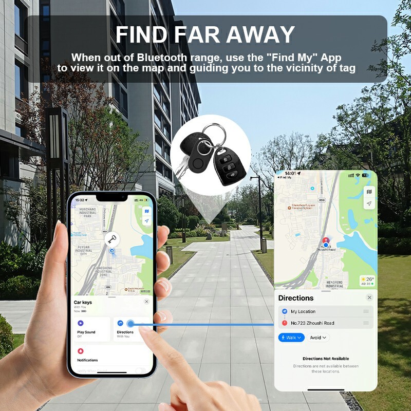 Bluetooth Smart Tag GPS izsekotājs, izmantojot Find My Finder for Keys Bagāžas soma Mājdzīvniekiem IP54 Putekļu un ūdens izturīgs ar silikona apvalku