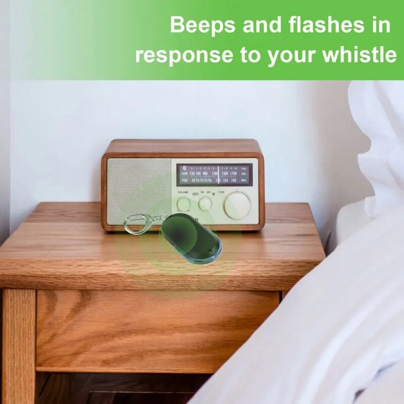 Išmanusis paieškos lokatorius, apsaugantis nuo pamestų raktų ieškiklio raktų pakabukas švilpuko pyptelėjimo garso valdymo LED žibintuvėlis, nešiojamas automobilio raktų mini ieškiklis