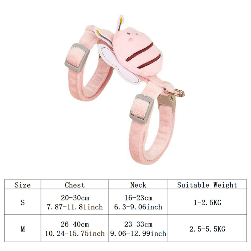 Set povodaca za kućne ljubimce. Slatki pojasevi za mačke, pčelice, mekani podesivi pojasevi za hodanje na otvorenom Anti-lost Puppy, povodac za mačke Potrepštine za kućne ljubimce