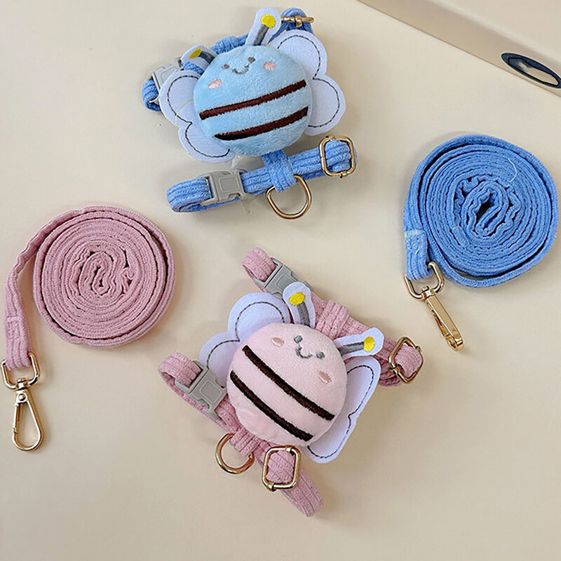 Set povodaca za kućne ljubimce. Slatki pojasevi za mačke, pčelice, mekani podesivi pojasevi za hodanje na otvorenom Anti-lost Puppy, povodac za mačke Potrepštine za kućne ljubimce