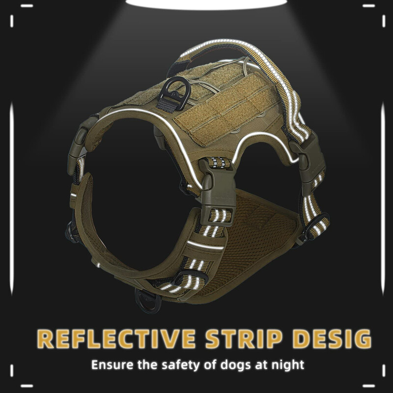 Taktiniai šunų diržai, netraukiami šunų diržai, reguliuojami kvėpuojantys MOLLE šunų liemenių diržai, skirti vidutinio dydžio šviesą atspindintiems kariniams šunims