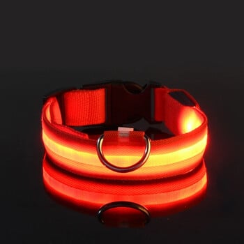 Нашийник за кучета Найлонов LED нощна безопасност Светещ в тъмното Pet Dog Leash домашни кучета Светещи флуоресцентни аксесоари за кучета нашийник