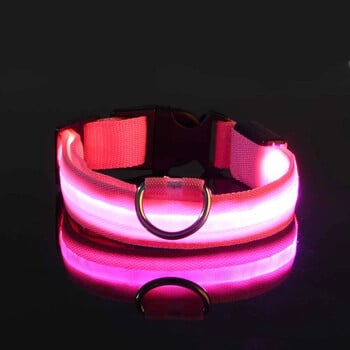 Нашийник за кучета Найлонов LED нощна безопасност Светещ в тъмното Pet Dog Leash домашни кучета Светещи флуоресцентни аксесоари за кучета нашийник