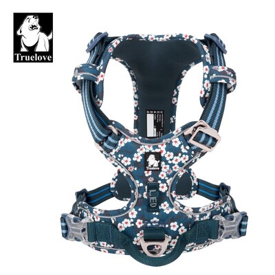 „Truelovepet“ diržai šunims dideliems, vidutiniams mažiems, su medvilnės aliuminio lydinio gėlių raštu reguliuojama liemenė