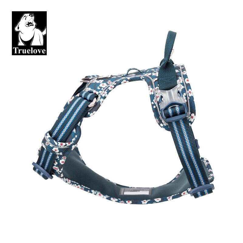 „Truelovepet“ diržai šunims dideliems, vidutiniams mažiems, su medvilnės aliuminio lydinio gėlių raštu reguliuojama liemenė