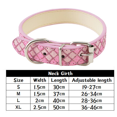 Odiniai šunų antkakliai, saugai reguliuojami rausvos spalvos odiniai PU blizgūs prabangūs šunų antkakliai, skirti mažo vidutinio dydžio šunų šuniukų priedams