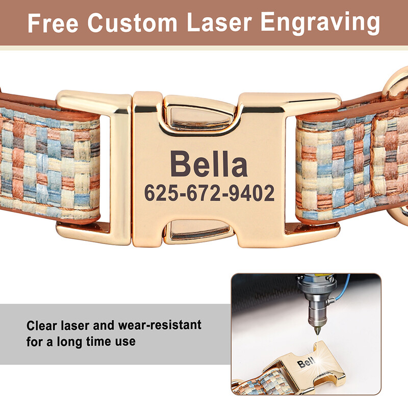 Asmeniniai odiniai šunų antkakliai Individualiai pritaikyti languoti naminių gyvūnėlių antkakliai su lanku mažiems ir vidutiniams dideliems šunims Priedai nemokamai graviruoti