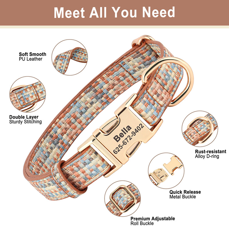 Asmeniniai odiniai šunų antkakliai Individualiai pritaikyti languoti naminių gyvūnėlių antkakliai su lanku mažiems ir vidutiniams dideliems šunims Priedai nemokamai graviruoti