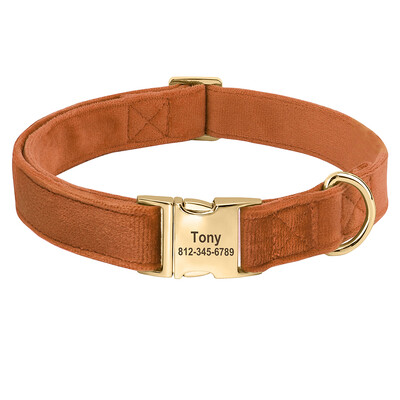 Asmeninis aksominis šunų antkaklis Super Minkštas Šunų ID Sagtis Antkakliai Graviruoti Vardo Naminių gyvūnėlių karoliai, Reguliuojami mažiems vidutinio dydžio šunims
